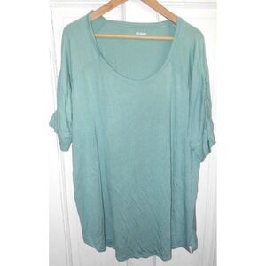 Columbia Shirt Top 3xLight Green Women Size Plus Short Sleeve Gathered arm rusch